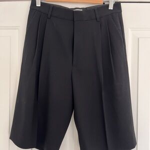 Filippa K Black Pleated Bermuda Shorts